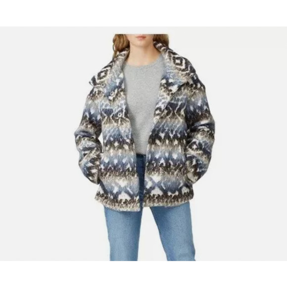 Fifteen Twenty Multi Funnel Neck Wool Blend Jacket Womens XL *FLAW* Blue $385 - Picture 3 of 15